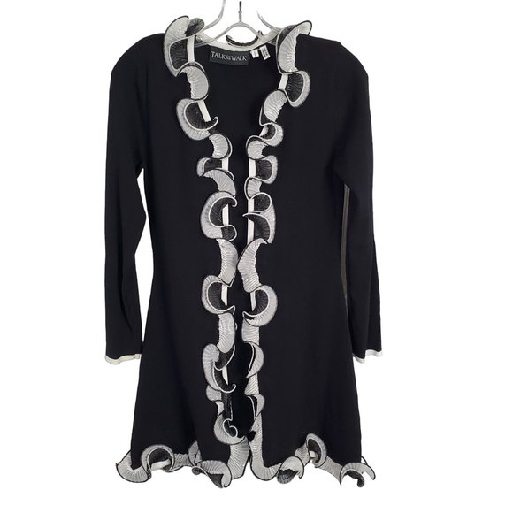 Talk of the Walk Boutique Size S Jacket Light Knit Ruffle Frilly Flyaway Duster - Picture 2 of 12